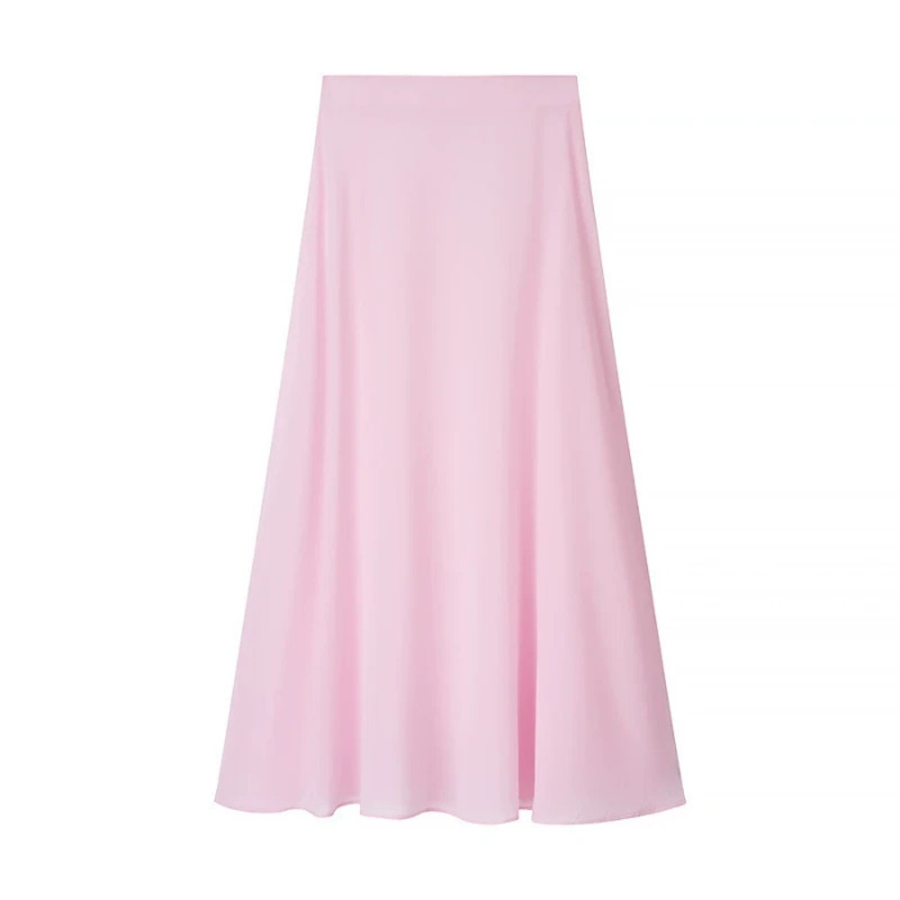 ZARA Trendy Solid Color Versatile Elastic Waist Skirt